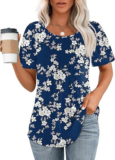 Womens Pleated Scoop Neck Summer Top - The Perfect Blend of Casual & Dressy