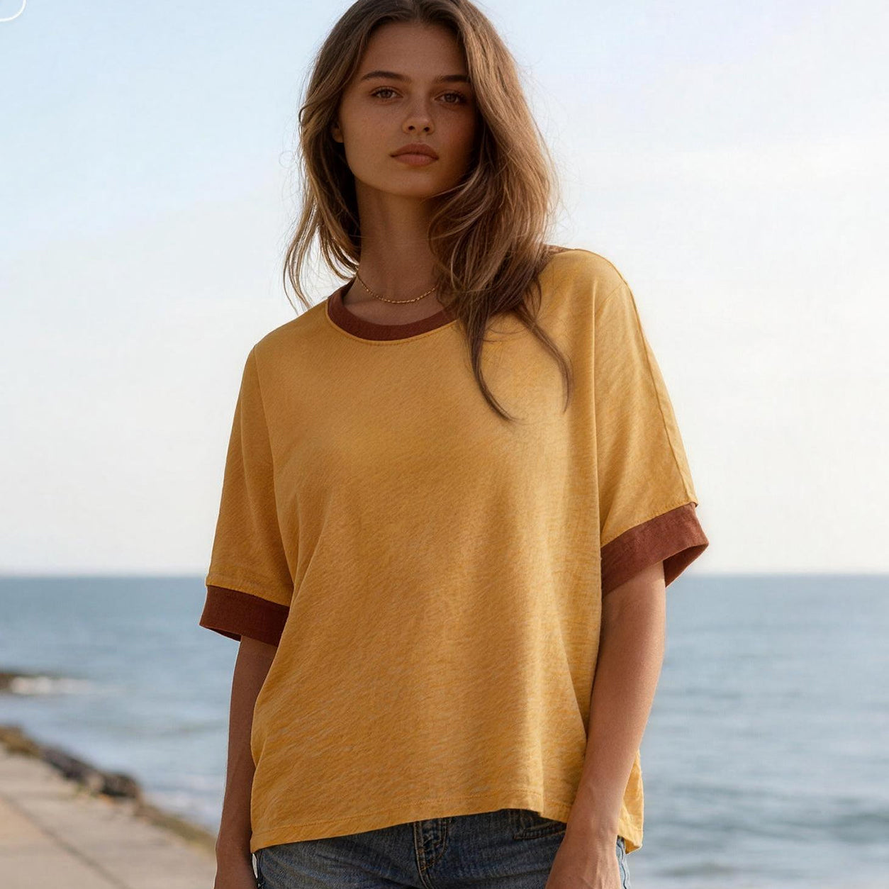 Women's Tops for Women 2026 Loose Oversized Basic Tee Comfortable Soft Fabric Flattering Fit - Womenswear