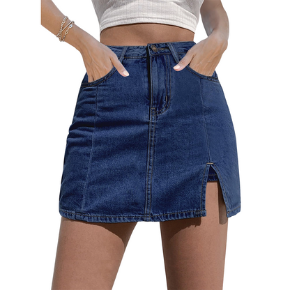 Skorts Skirts for Women Denim Mini Casual Oversize Skirt Side Slit with High Waisted Jean Shorts Stretchy