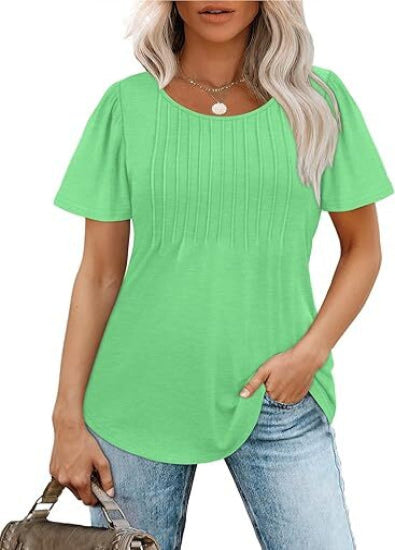 Womens Pleated Scoop Neck Summer Top - The Perfect Blend of Casual & Dressy