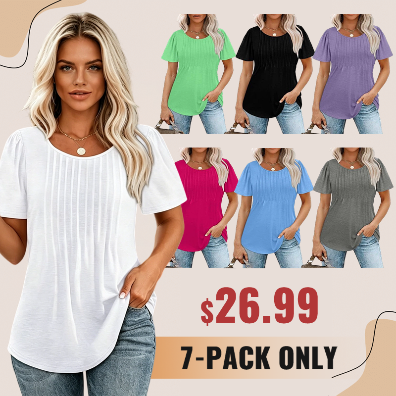 Womens Pleated Scoop Neck Summer Top - The Perfect Blend of Casual & Dressy