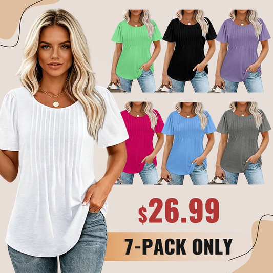 Womens Pleated Scoop Neck Summer Top - The Perfect Blend of Casual & Dressy