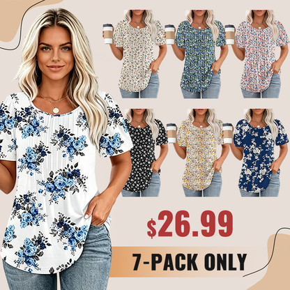 Womens Pleated Scoop Neck Summer Top - The Perfect Blend of Casual & Dressy