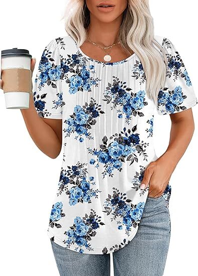 Womens Pleated Scoop Neck Summer Top - The Perfect Blend of Casual & Dressy