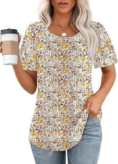 Womens Pleated Scoop Neck Summer Top - The Perfect Blend of Casual & Dressy