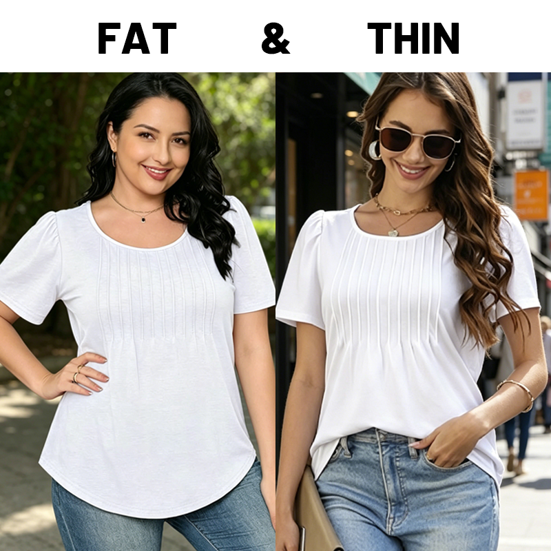 Womens Pleated Scoop Neck Summer Top - The Perfect Blend of Casual & Dressy