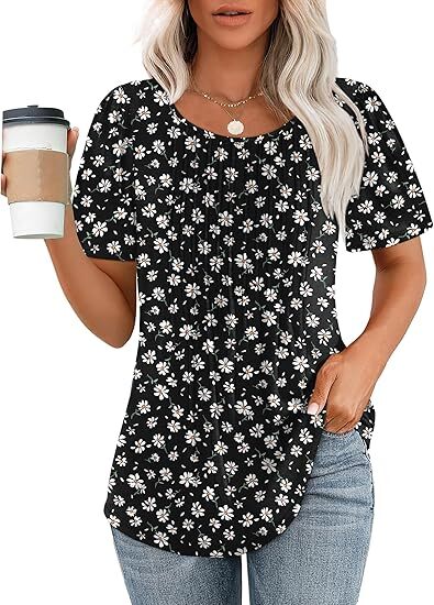 Womens Pleated Scoop Neck Summer Top - The Perfect Blend of Casual & Dressy