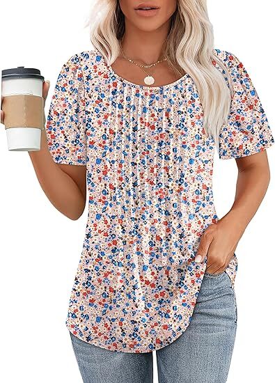 Womens Pleated Scoop Neck Summer Top - The Perfect Blend of Casual & Dressy