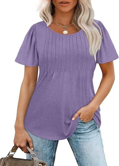 Womens Pleated Scoop Neck Summer Top - The Perfect Blend of Casual & Dressy