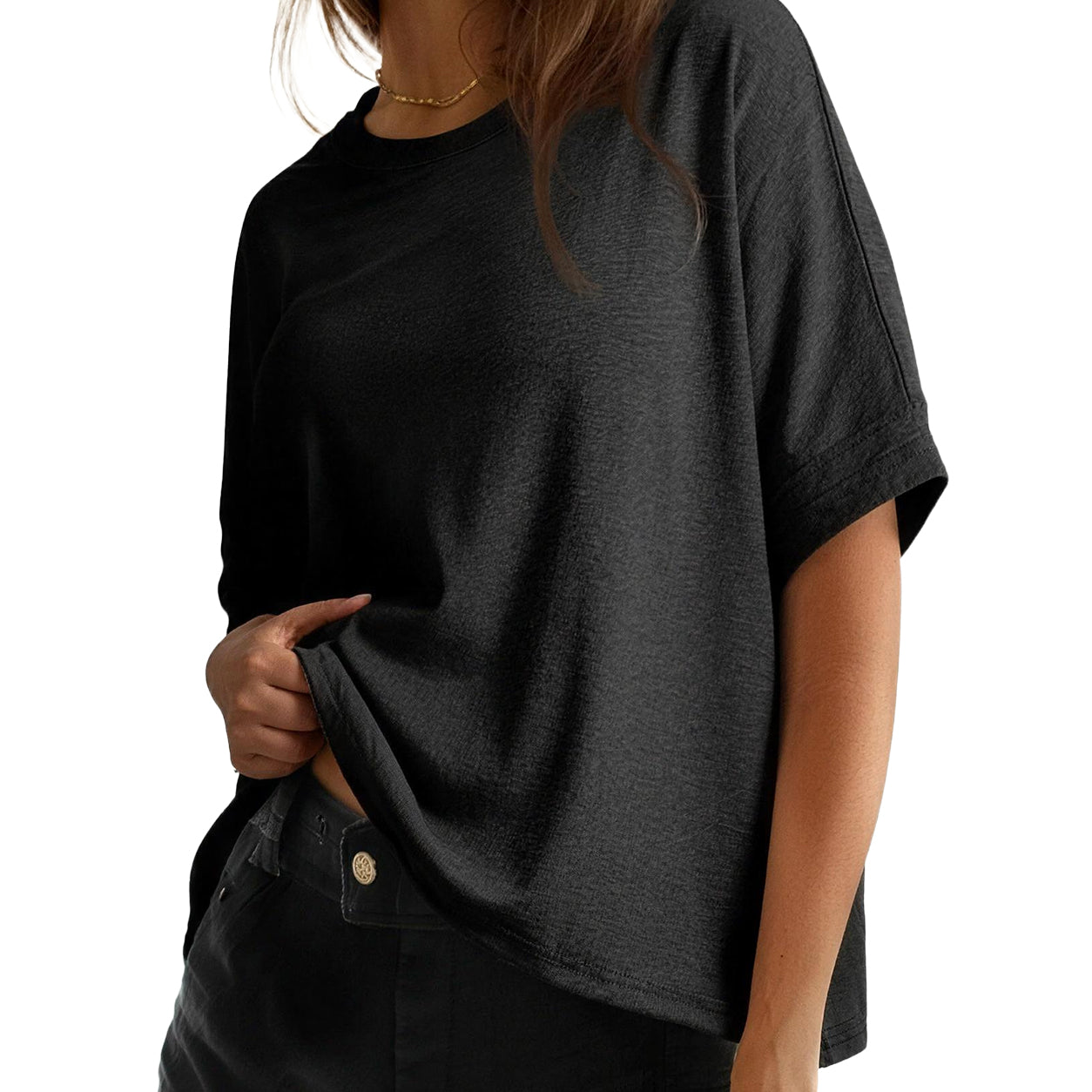 Women's Tops for Women 2026 Loose Oversized Basic Tee Comfortable Soft Fabric Flattering Fit - Womenswear