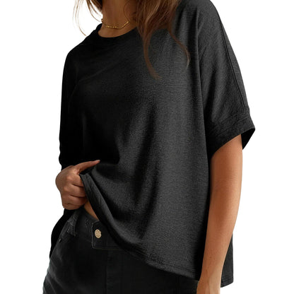 Women's Tops for Women 2026 Loose Oversized Basic Tee Comfortable Soft Fabric Flattering Fit - Womenswear