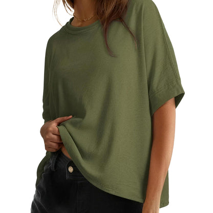 Women's Tops for Women 2026 Loose Oversized Basic Tee Comfortable Soft Fabric Flattering Fit - Womenswear