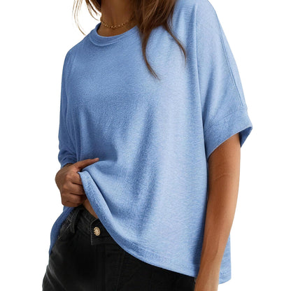 Women's Tops for Women 2026 Loose Oversized Basic Tee Comfortable Soft Fabric Flattering Fit - Womenswear