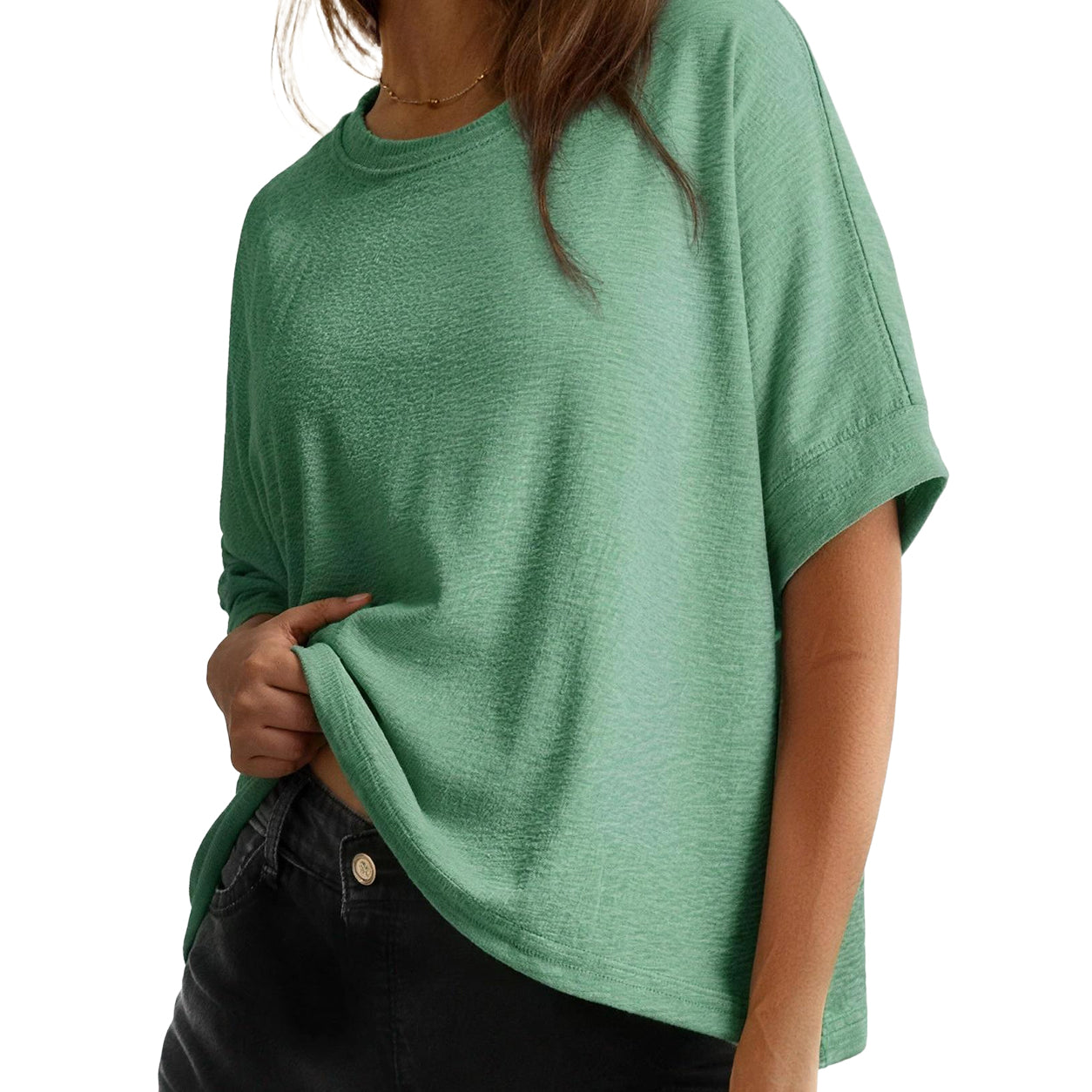 Women's Tops for Women 2026 Loose Oversized Basic Tee Comfortable Soft Fabric Flattering Fit - Womenswear