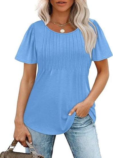 Womens Pleated Scoop Neck Summer Top - The Perfect Blend of Casual & Dressy