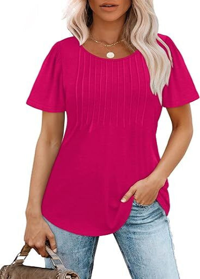 Womens Pleated Scoop Neck Summer Top - The Perfect Blend of Casual & Dressy