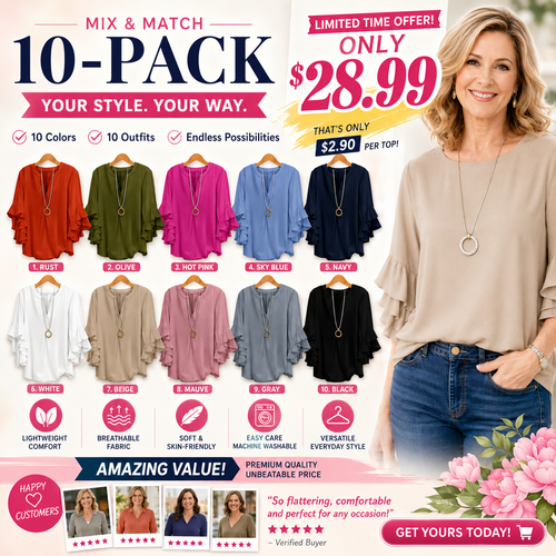 Plus Size Ruffle Sleeve V-Neck Blouse – Flowy, Flattering & Comfortable Everyday Top