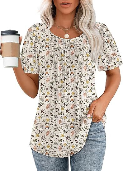 Womens Pleated Scoop Neck Summer Top - The Perfect Blend of Casual & Dressy