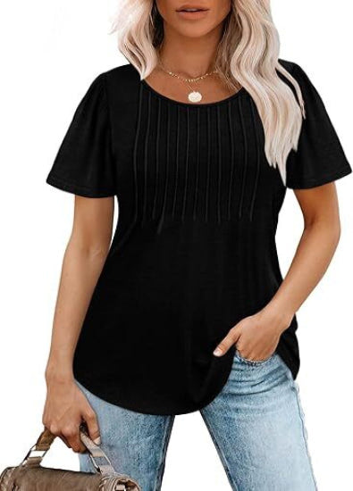 Womens Pleated Scoop Neck Summer Top - The Perfect Blend of Casual & Dressy