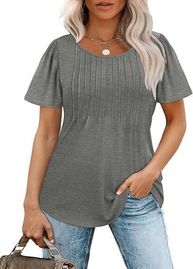 Womens Pleated Scoop Neck Summer Top - The Perfect Blend of Casual & Dressy