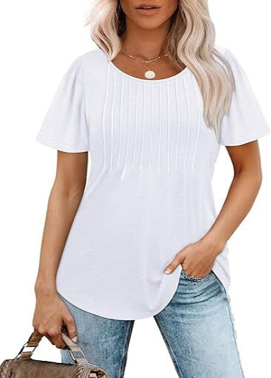 Womens Pleated Scoop Neck Summer Top - The Perfect Blend of Casual & Dressy