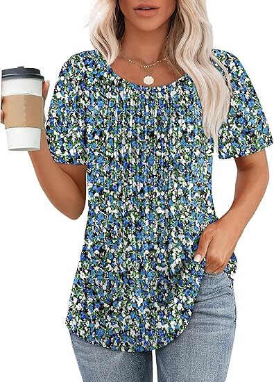 Womens Pleated Scoop Neck Summer Top - The Perfect Blend of Casual & Dressy